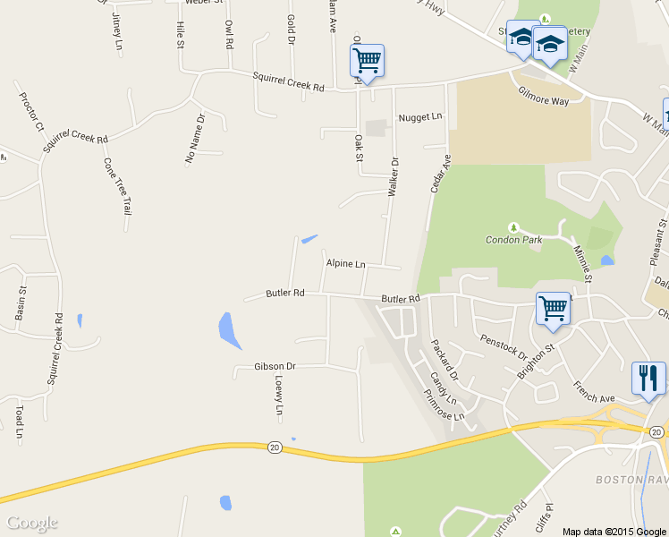 map of restaurants, bars, coffee shops, grocery stores, and more near 11325 Alpine Lane in Grass Valley