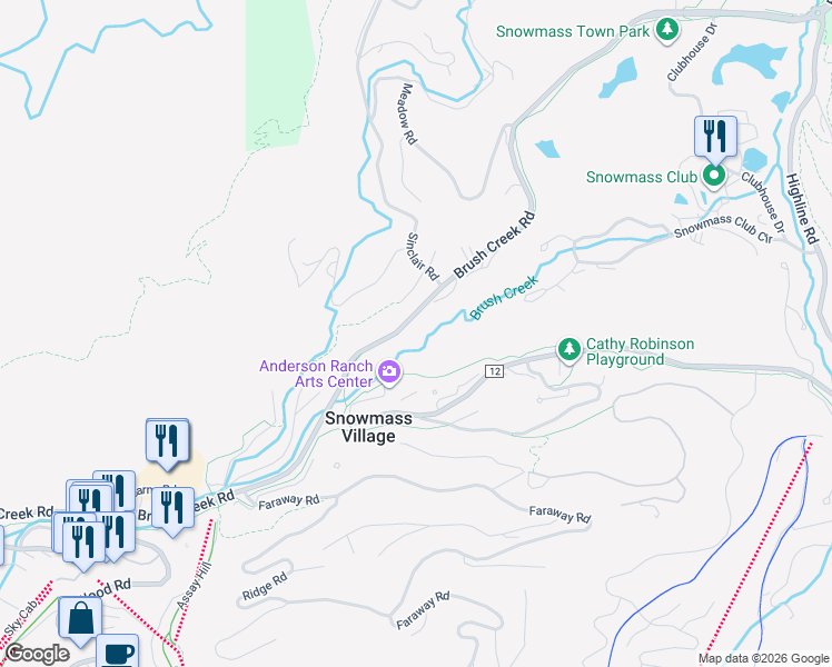 map of restaurants, bars, coffee shops, grocery stores, and more near 4000-4032 Brush Creek Rd in Aspen