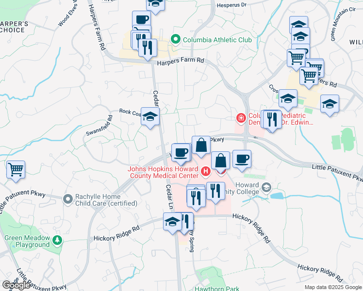 map of restaurants, bars, coffee shops, grocery stores, and more near 5642 Gulf Stream Row in Columbia