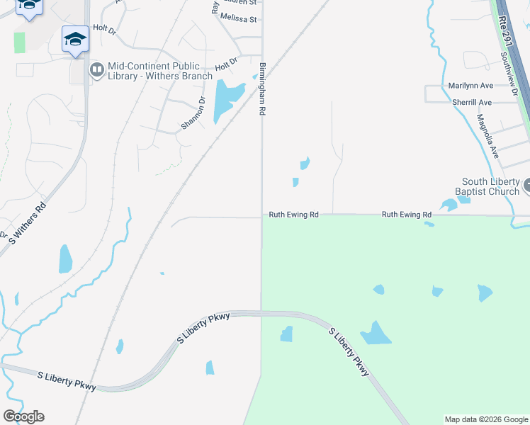 map of restaurants, bars, coffee shops, grocery stores, and more near 1955 Birmingham Road in Liberty