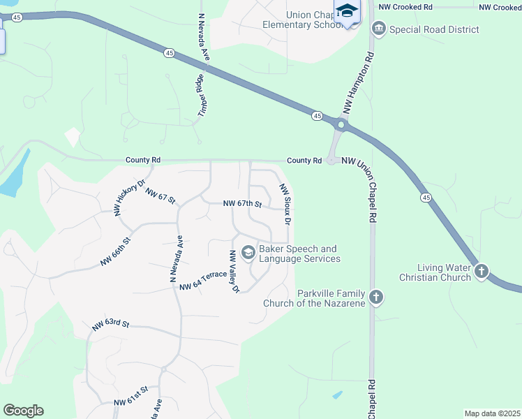 map of restaurants, bars, coffee shops, grocery stores, and more near 14517 Northwest 67th Street in Kansas City