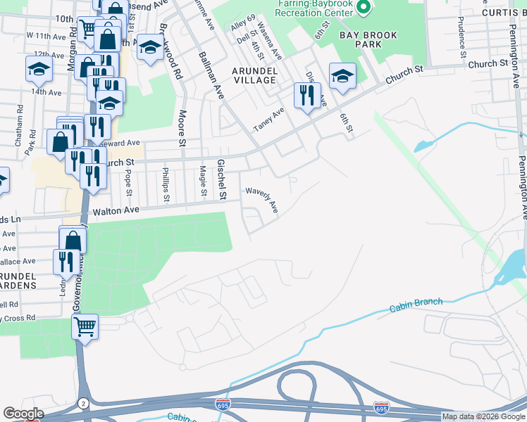 map of restaurants, bars, coffee shops, grocery stores, and more near 408 Rugby Avenue in Baltimore