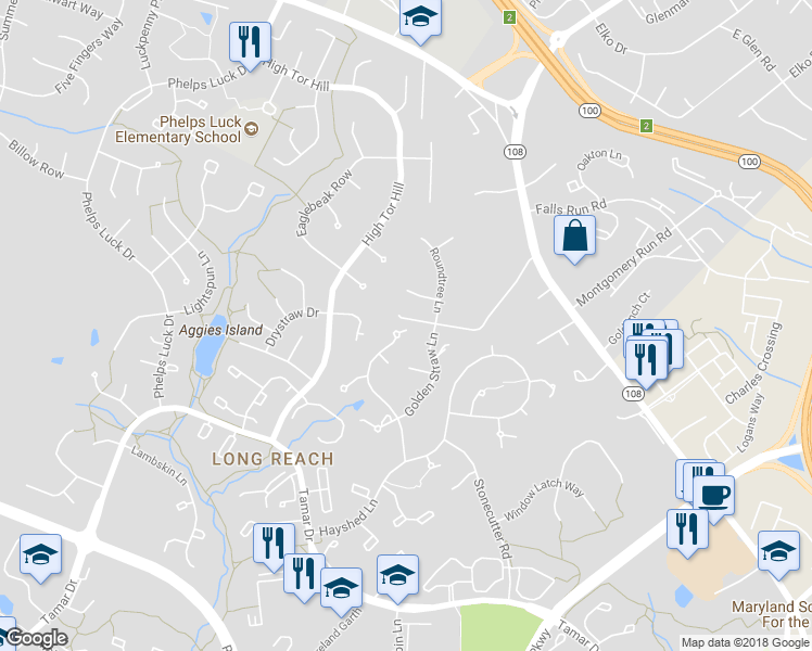 map of restaurants, bars, coffee shops, grocery stores, and more near 8698 Open Meadow Way in Columbia