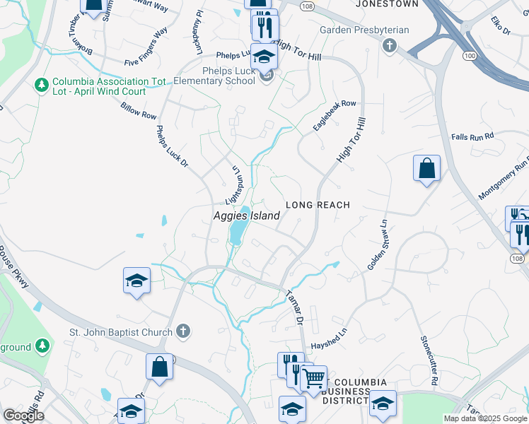 map of restaurants, bars, coffee shops, grocery stores, and more near 8837 Young Sea Place in Columbia