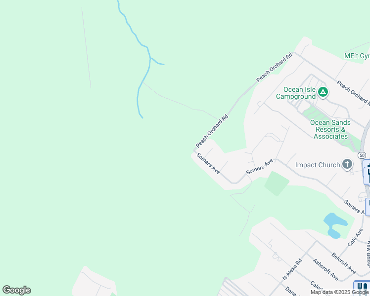 map of restaurants, bars, coffee shops, grocery stores, and more near 111 Peach Orchard Road in Ocean View