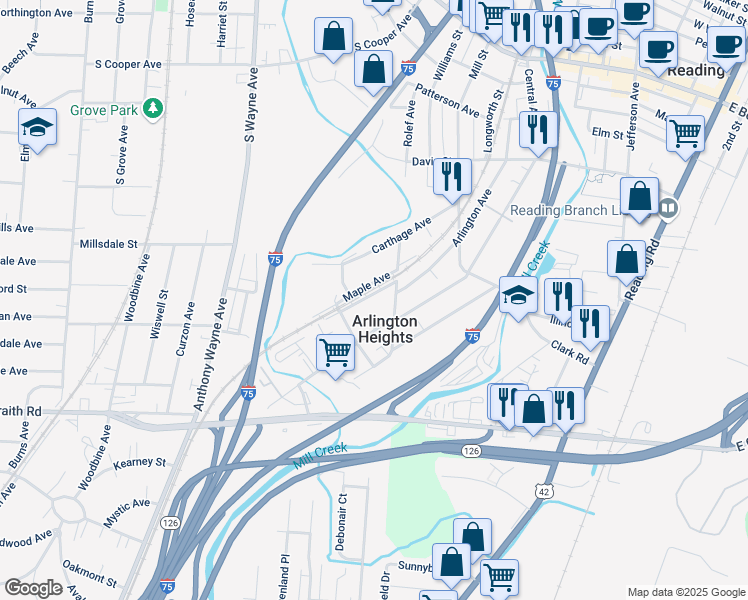 map of restaurants, bars, coffee shops, grocery stores, and more near 537 Glenrose Avenue in Arlington Heights