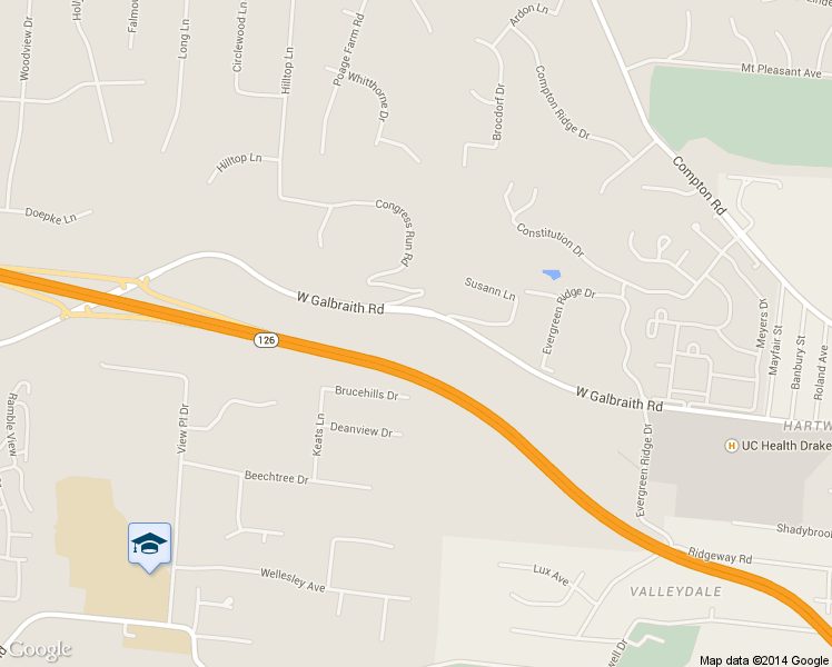 map of restaurants, bars, coffee shops, grocery stores, and more near 401 West Galbraith Road in Cincinnati