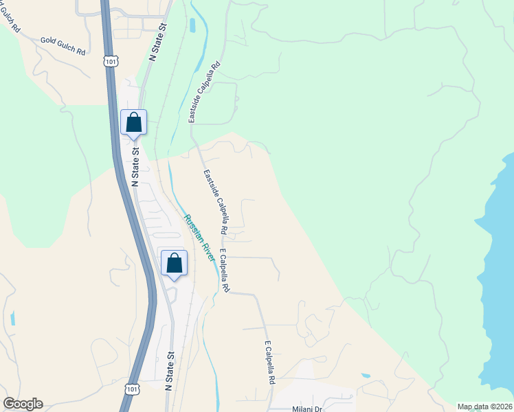 map of restaurants, bars, coffee shops, grocery stores, and more near 4915 Eastside Calpella Road in Ukiah