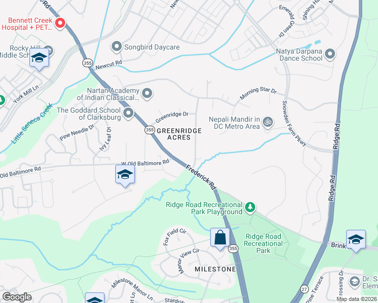 map of restaurants, bars, coffee shops, grocery stores, and more near 21912 Greenbrook Drive in Boyds