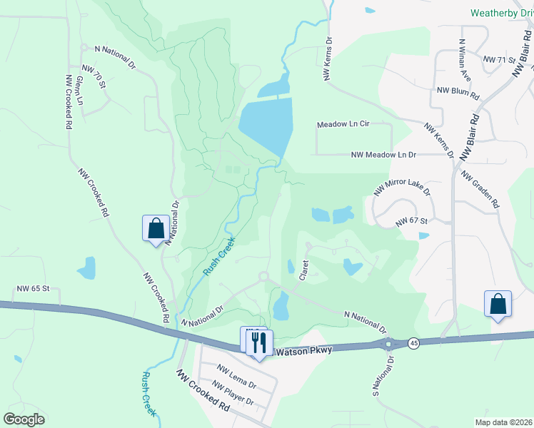 map of restaurants, bars, coffee shops, grocery stores, and more near 6529 Ridge Road in Parkville