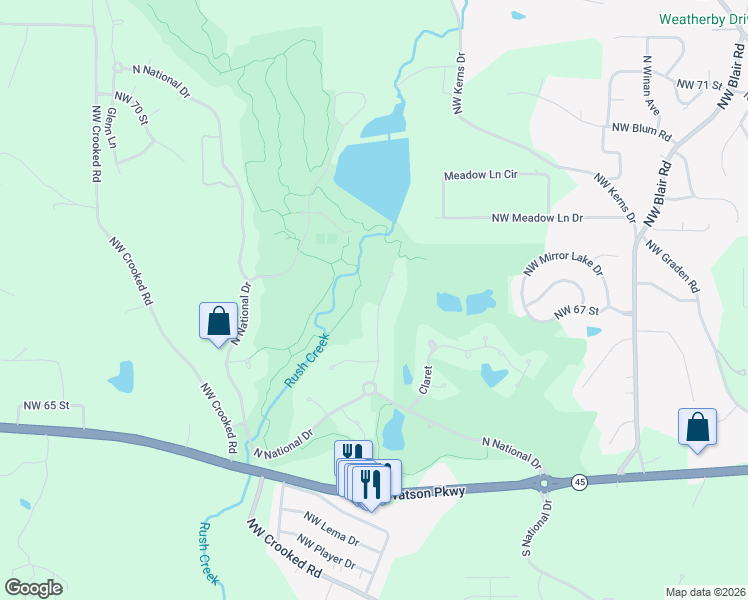 map of restaurants, bars, coffee shops, grocery stores, and more near 6529 Ridge Road in Parkville
