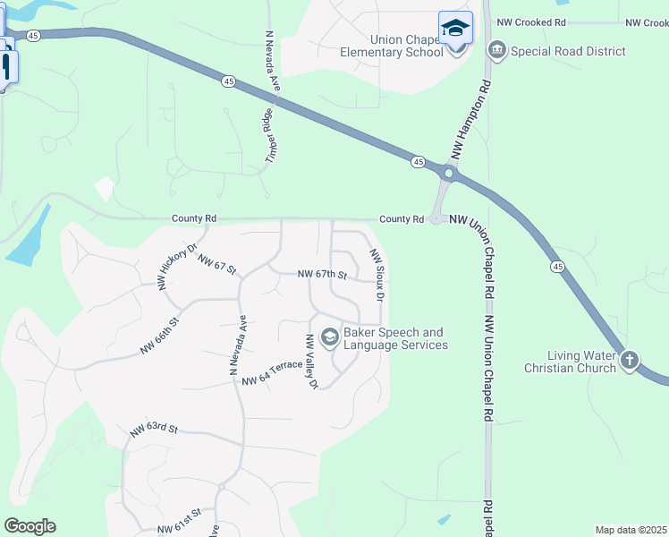 map of restaurants, bars, coffee shops, grocery stores, and more near 14517 Northwest 67th Street in Kansas City