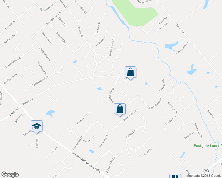 map of restaurants, bars, coffee shops, grocery stores, and more near 6100 Weber Oaks Drive in Loveland