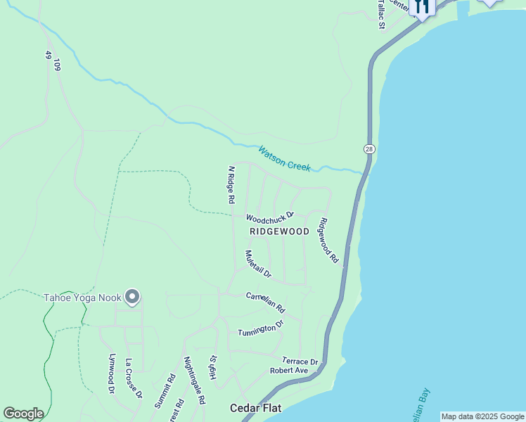 map of restaurants, bars, coffee shops, grocery stores, and more near 525 Woodchuck Drive in Carnelian Bay