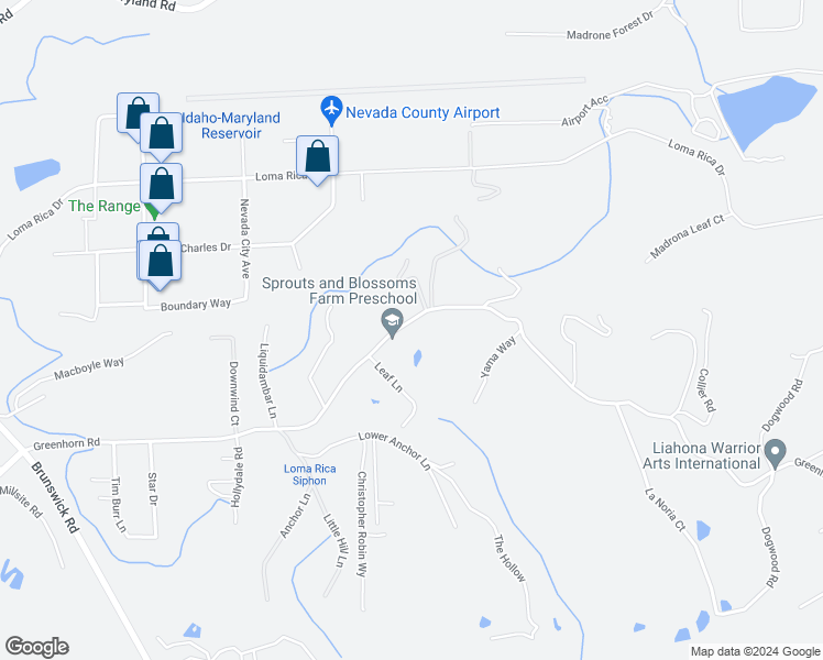 map of restaurants, bars, coffee shops, grocery stores, and more near 13549 Greenhorn Road in Grass Valley