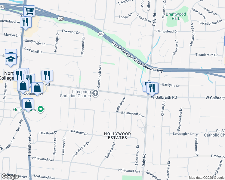 map of restaurants, bars, coffee shops, grocery stores, and more near 8251 Carrol Avenue in Cincinnati
