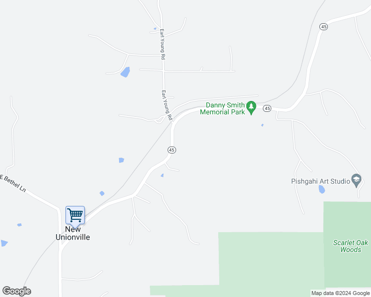 map of restaurants, bars, coffee shops, grocery stores, and more near 6470 East State Road 45 in Bloomington