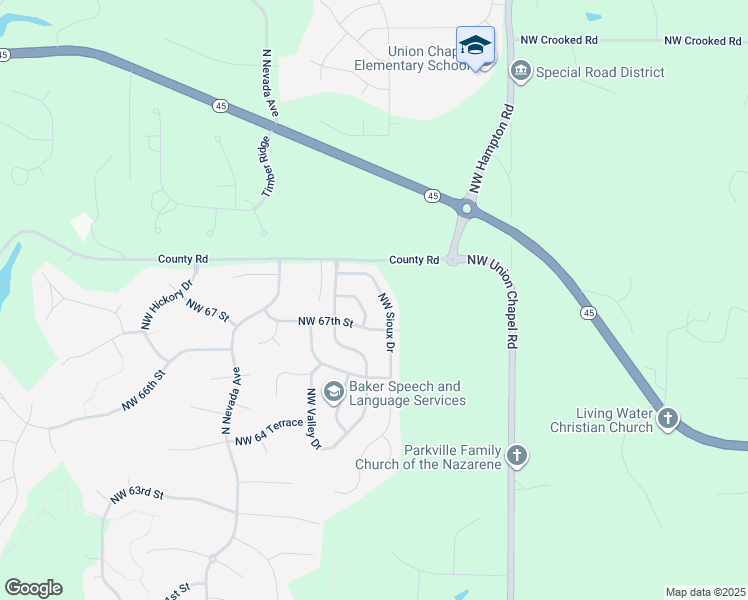 map of restaurants, bars, coffee shops, grocery stores, and more near 6729 Northwest Sioux Drive in Parkville