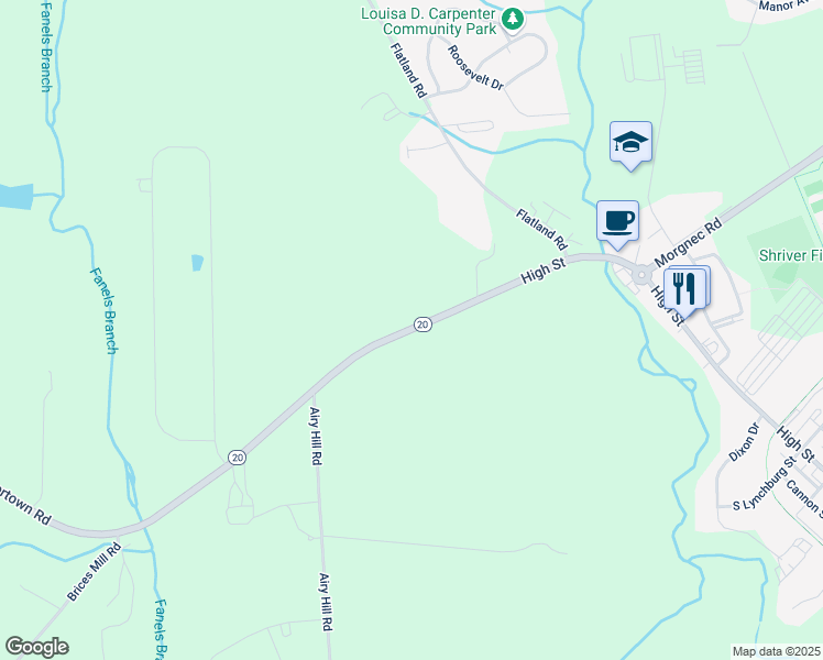 map of restaurants, bars, coffee shops, grocery stores, and more near Maryland 20 in Chestertown