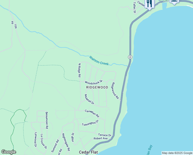map of restaurants, bars, coffee shops, grocery stores, and more near 4516 Piney Wood Road in Carnelian Bay
