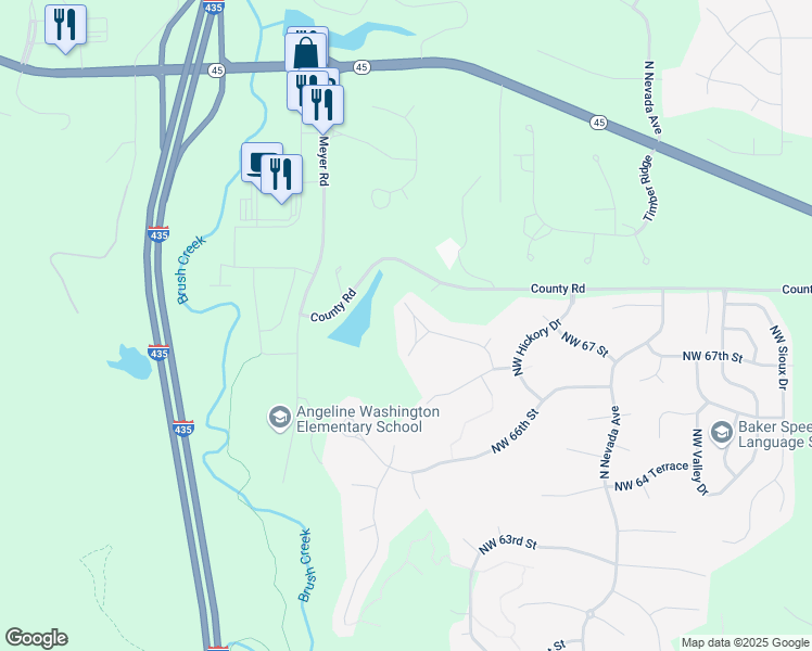 map of restaurants, bars, coffee shops, grocery stores, and more near 6779 Northwest Meyers Circle in Parkville