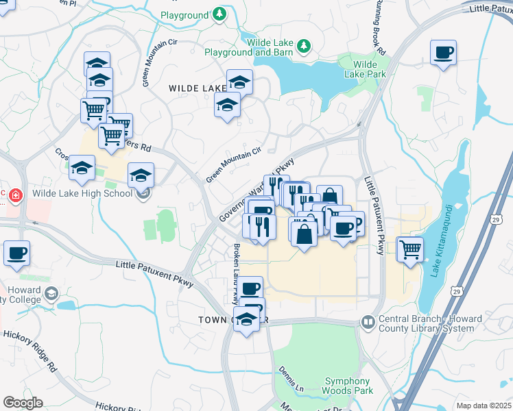 map of restaurants, bars, coffee shops, grocery stores, and more near 10204 Pembrooke Green Place in Columbia