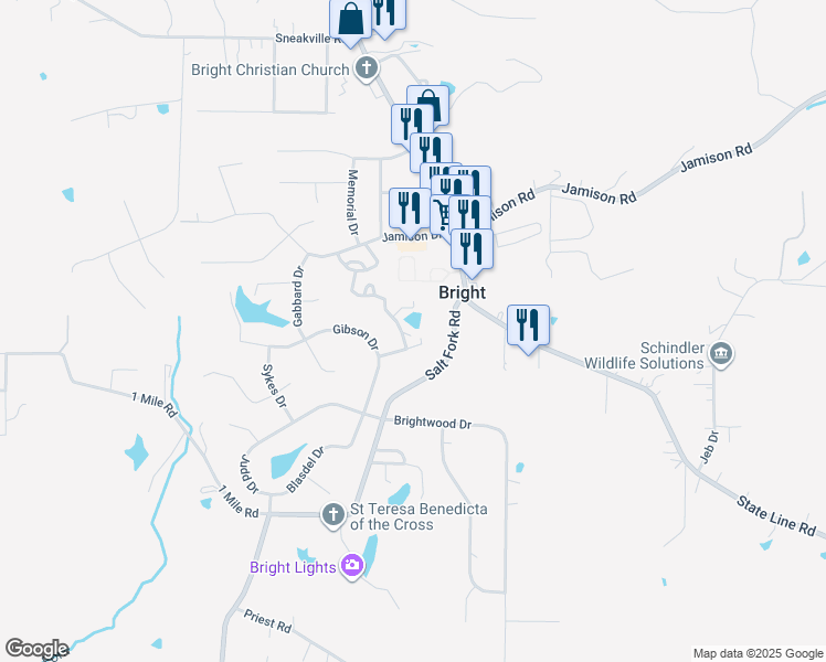 map of restaurants, bars, coffee shops, grocery stores, and more near 2066 Basket Lane in Lawrenceburg