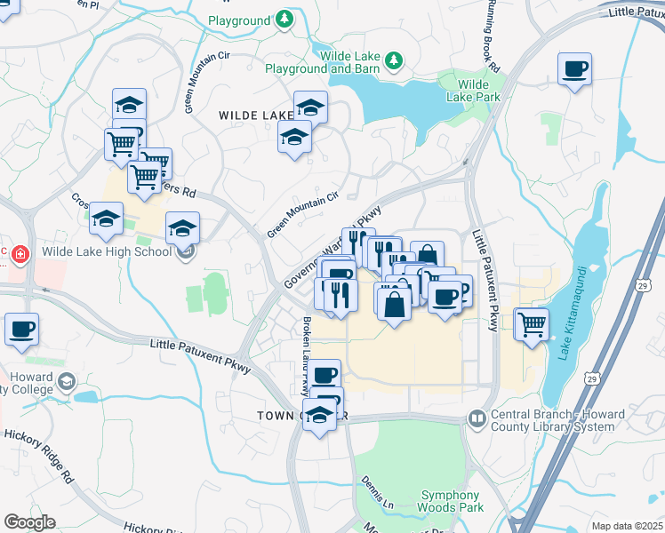 map of restaurants, bars, coffee shops, grocery stores, and more near 10204 Pembrooke Green Place in Columbia