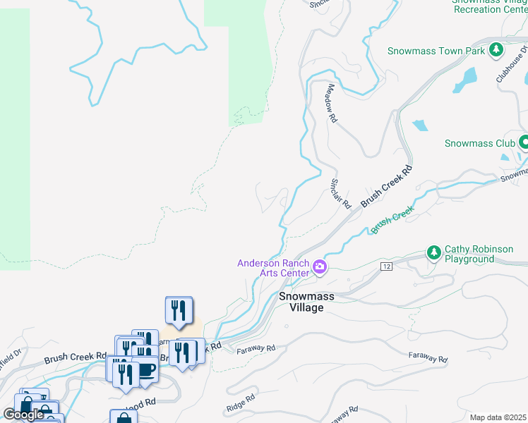 map of restaurants, bars, coffee shops, grocery stores, and more near 498 Terrace Dr in Aspen