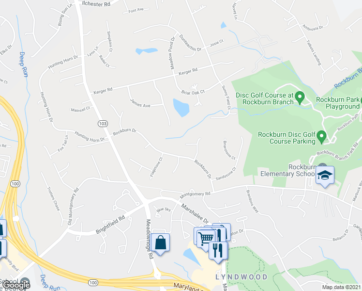 map of restaurants, bars, coffee shops, grocery stores, and more near 7719 Graystone Court in Ellicott City