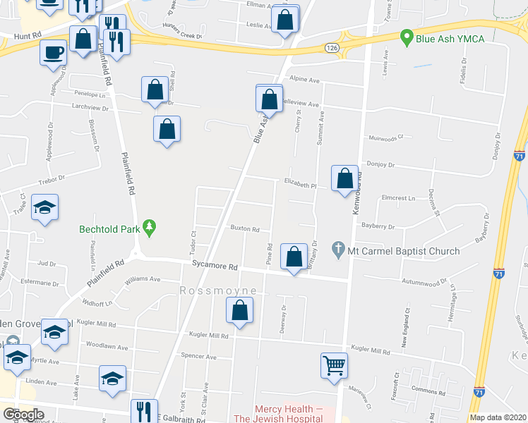 map of restaurants, bars, coffee shops, grocery stores, and more near 4561 Lamont Avenue in Cincinnati