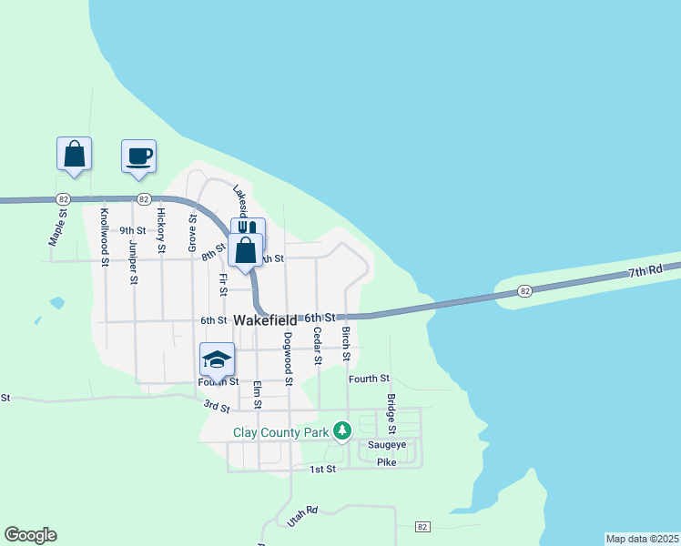 map of restaurants, bars, coffee shops, grocery stores, and more near 101-199 7th Street in Wakefield