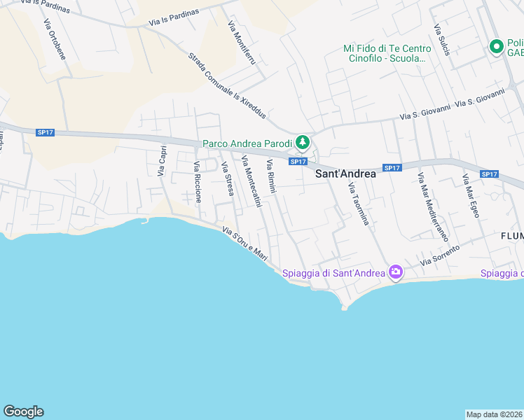 map of restaurants, bars, coffee shops, grocery stores, and more near 21 Via Montecatini in Quartu Sant'Elena