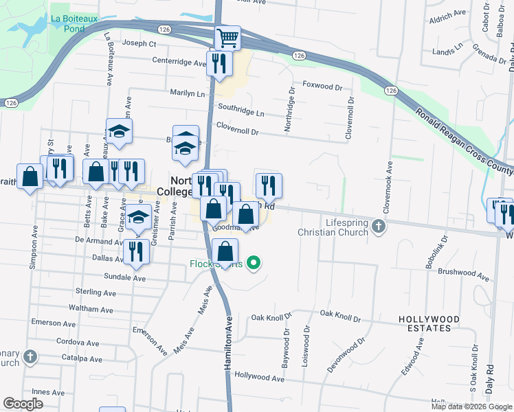 map of restaurants, bars, coffee shops, grocery stores, and more near 1000 West Galbraith Road in Cincinnati