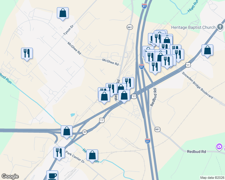 map of restaurants, bars, coffee shops, grocery stores, and more near 153 Welltown Road in Winchester