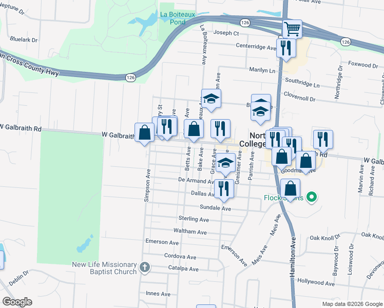 map of restaurants, bars, coffee shops, grocery stores, and more near 6836 Betts Avenue in Cincinnati