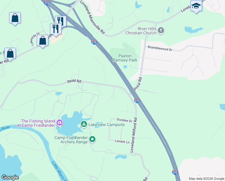 map of restaurants, bars, coffee shops, grocery stores, and more near 589 Ibold Road in Loveland