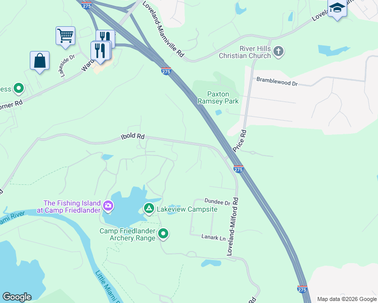 map of restaurants, bars, coffee shops, grocery stores, and more near 589 Ibold Road in Loveland