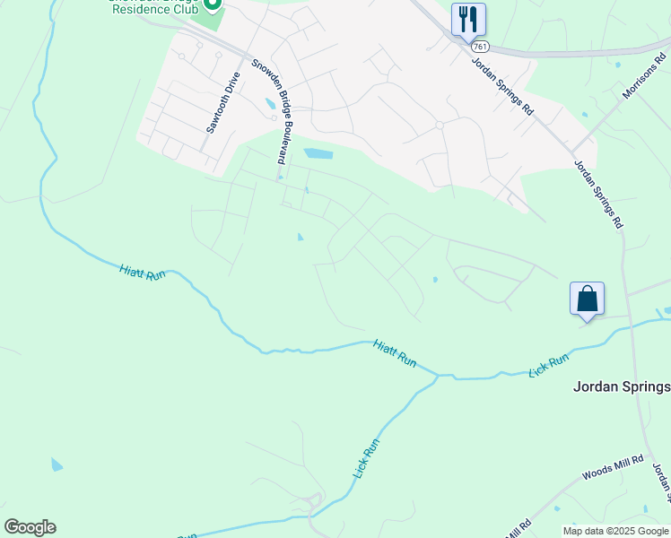 map of restaurants, bars, coffee shops, grocery stores, and more near Batik Way in Frederick County