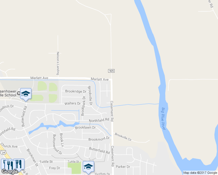 map of restaurants, bars, coffee shops, grocery stores, and more near 2704 North Brookglen Circle in Manhattan