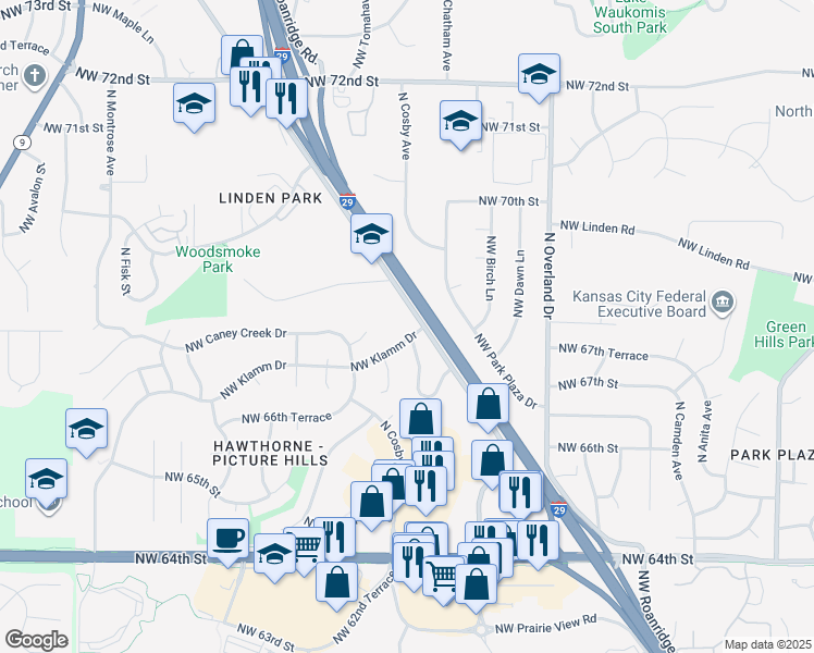 map of restaurants, bars, coffee shops, grocery stores, and more near in Kansas City