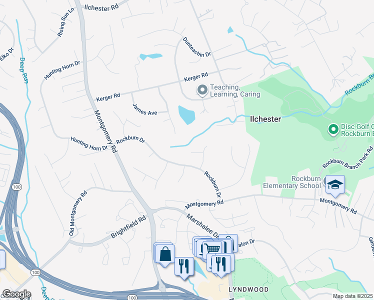 map of restaurants, bars, coffee shops, grocery stores, and more near 7718 Graystone Court in Ellicott City