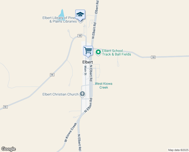 map of restaurants, bars, coffee shops, grocery stores, and more near 24070 North Elbert Road in Elbert