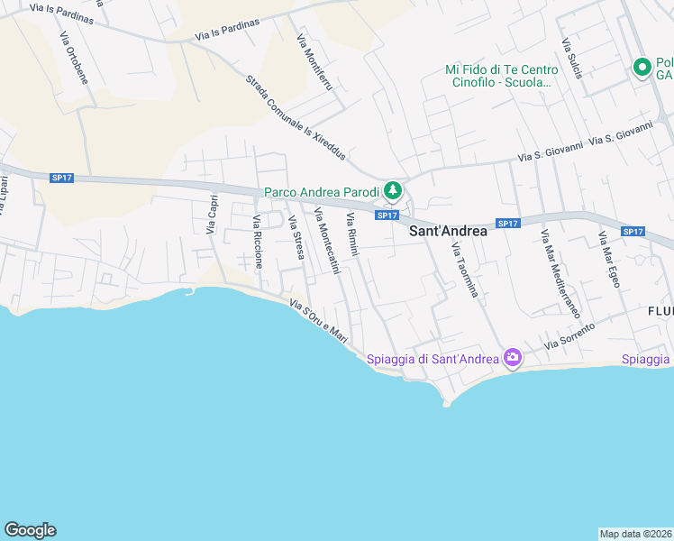 map of restaurants, bars, coffee shops, grocery stores, and more near 21 Via Montecatini in Quartu Sant'Elena