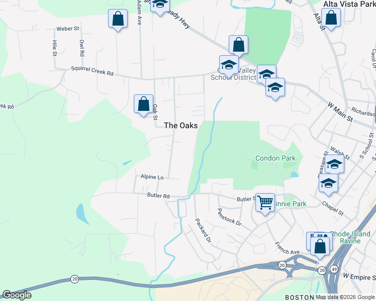 map of restaurants, bars, coffee shops, grocery stores, and more near 10768 Cedar Ave in Grass Valley