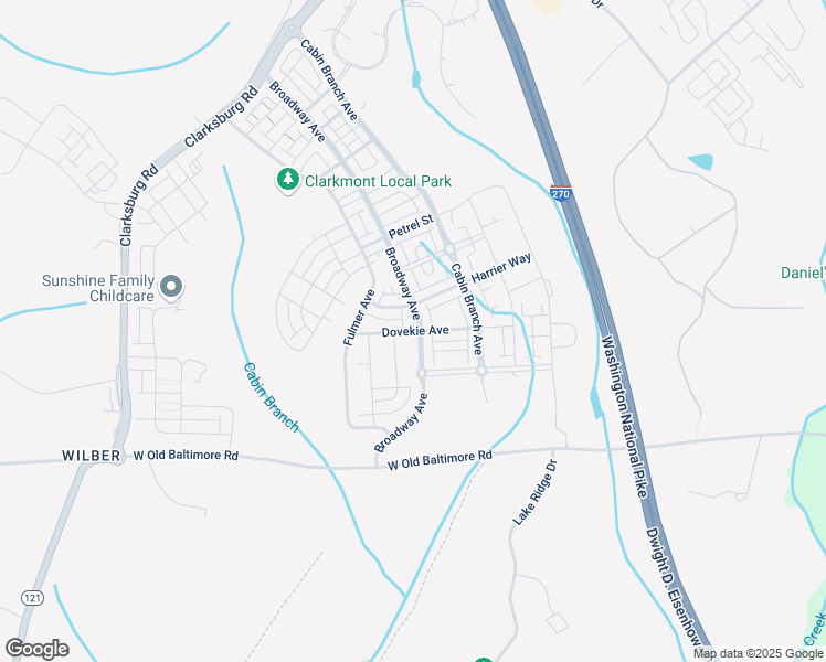 map of restaurants, bars, coffee shops, grocery stores, and more near Dovekie Avenue in Clarksburg
