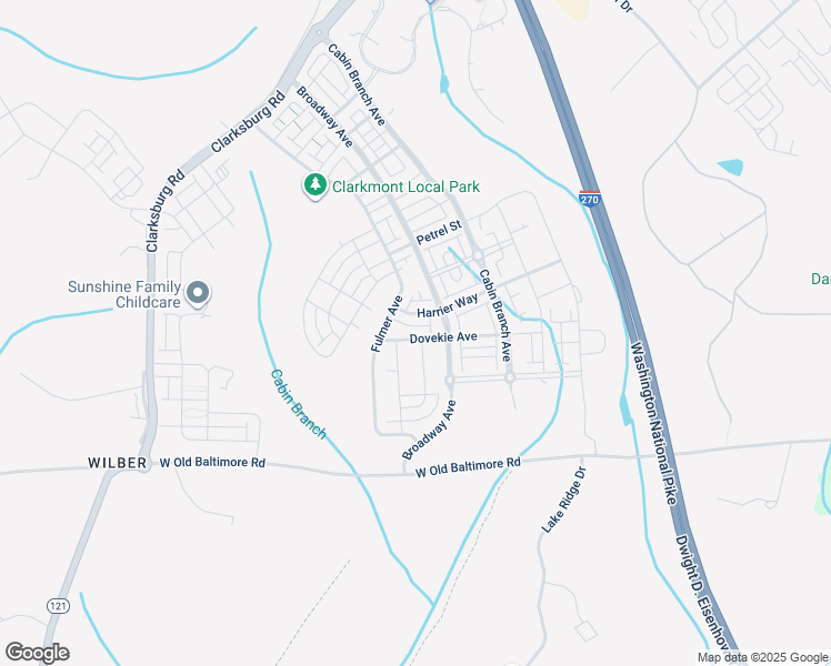 map of restaurants, bars, coffee shops, grocery stores, and more near Dovekie Avenue in Clarksburg