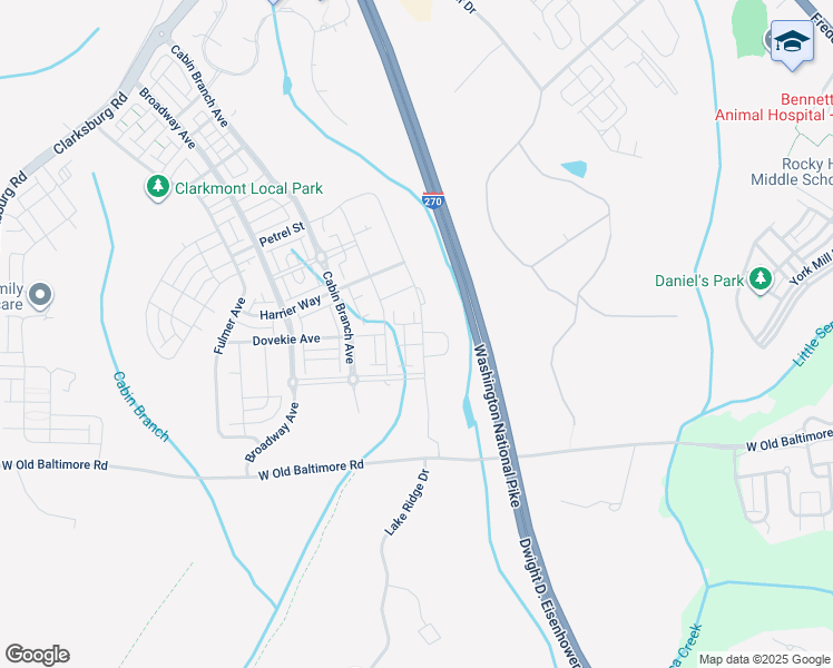 map of restaurants, bars, coffee shops, grocery stores, and more near 13230 Petrel Street in Clarksburg