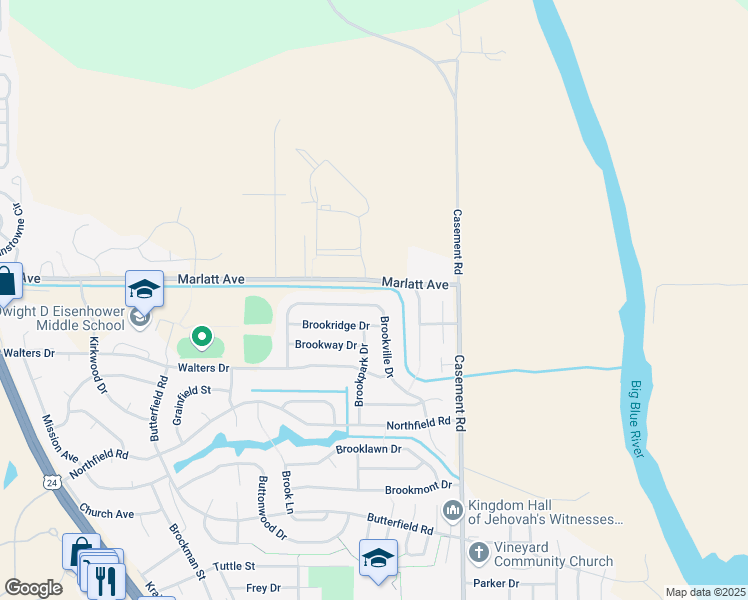 map of restaurants, bars, coffee shops, grocery stores, and more near 2912 Brookville Drive in Manhattan