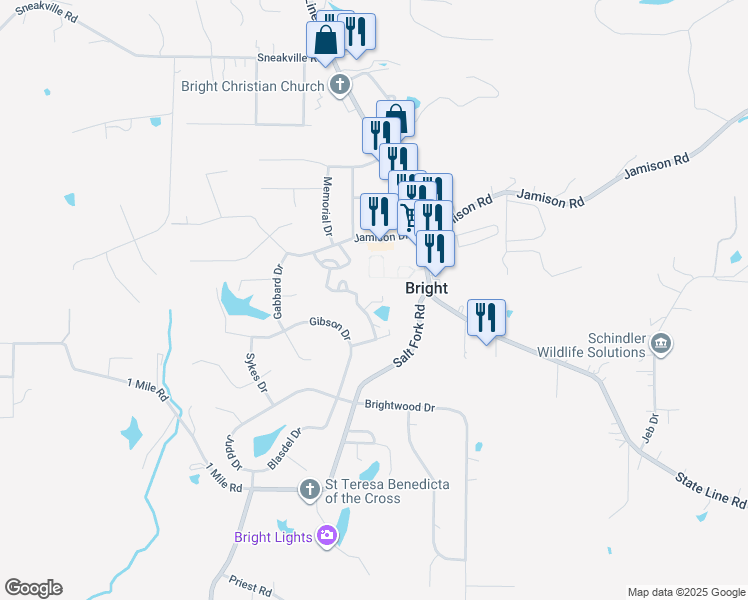 map of restaurants, bars, coffee shops, grocery stores, and more near 2066 Basket Lane in Lawrenceburg